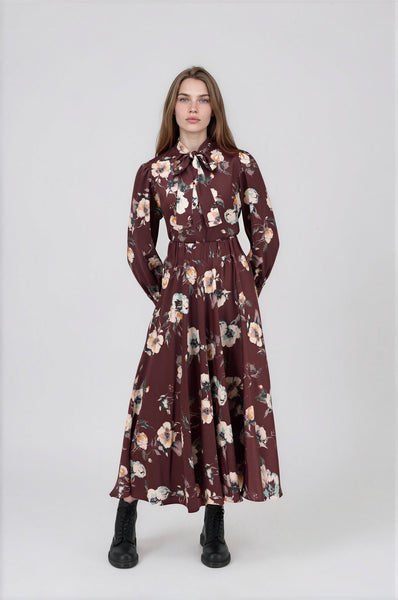 Katherine Blouse Burgundy Flower #8524MF