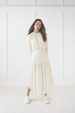 Load image into Gallery viewer, Cream Velvet Yolk Dress  #1406