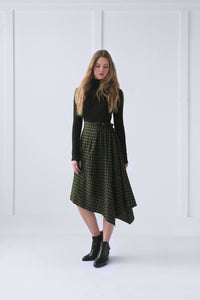 Plaid Asymmetrical Skirt #3212P