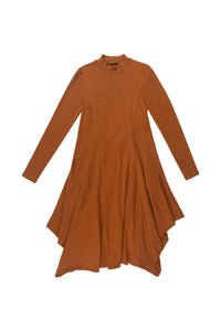 Cognac Back Pully Dress with Mock Neck
