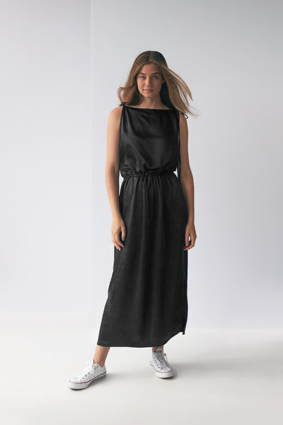 Satin Tie Tank Dress #1303