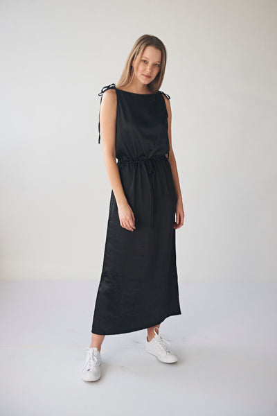 Satin Tie Tank Dress #1303