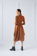 Load image into Gallery viewer, Cognac Back Pully Dress with Mock Neck