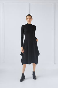 Back Pully Dress with Mock Neck
