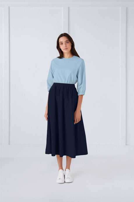 Navy Elastic Skirt #6162