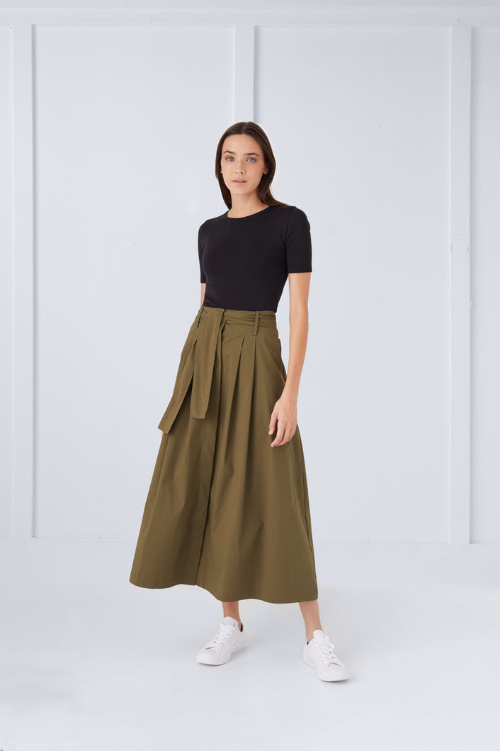 Khaki Belted Skirt #1668