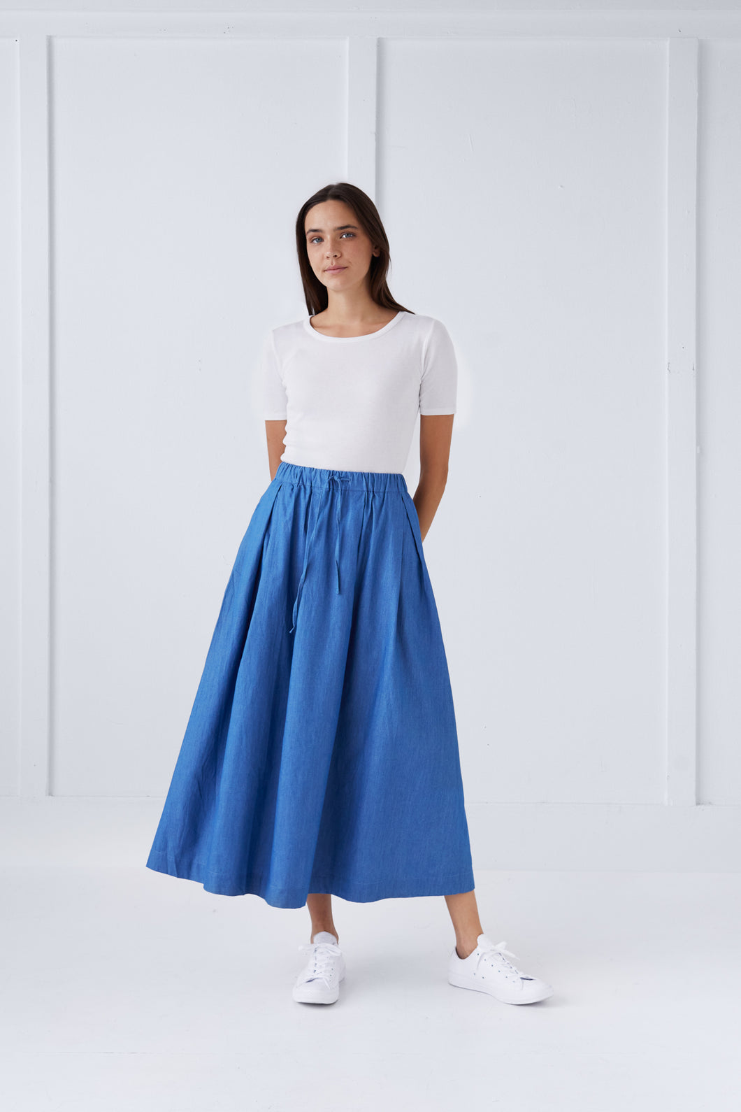 Blue Dark Denim Maxi Skirt #1505