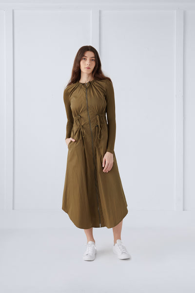 Olive Raincoat Dress #1529