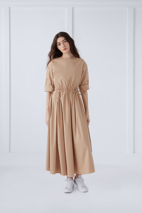 Beige Side Tie Dress #6116