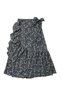 Wrap Skirt in Blue Flower Print #7918U
