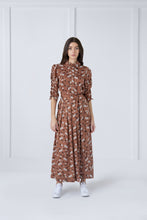 Load image into Gallery viewer, Skirt Flowers on Brown Print #4025UP