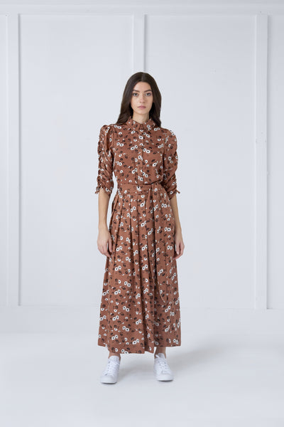 Skirt Flowers on Brown Print #4025UP