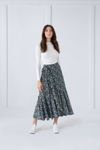 Load image into Gallery viewer, Wrap Skirt in Blue Flower Print #7918U